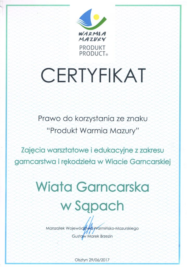 "Produkt Warmia Mazury" - zajęcia warsztatowe i edukacyjne z zakresu zielarstwa i rękodzieła w Chacie Zielarskiej